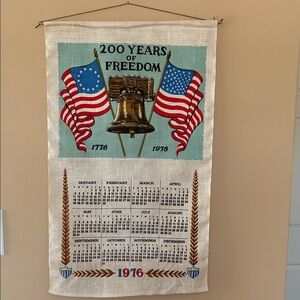 Vintage 1976 Bicentennial Calendar 200 Years Of Freedom With Hanging Rod & Box